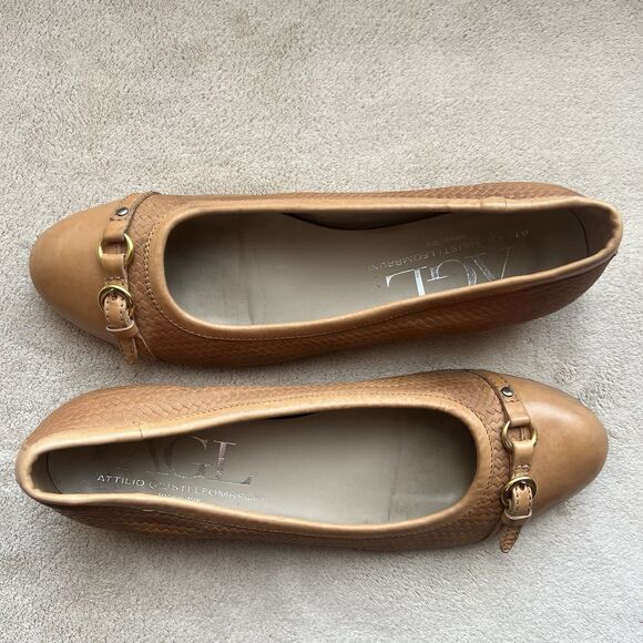 Attilio Giusti Leombruni AGL Tan Woven Leather Ballet Flat Women EU 40 US 9.5 - Picture 1 of 15